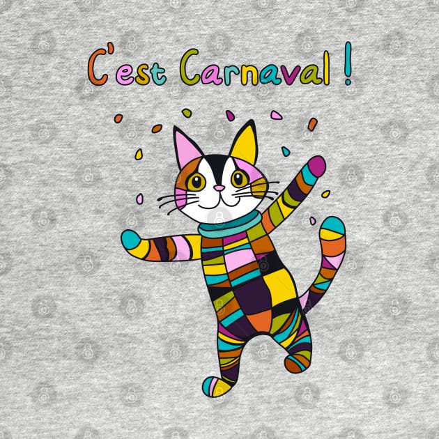 C'est Carnaval! Carnival, Mardi Gras Harlequin Cat by Babush-kat